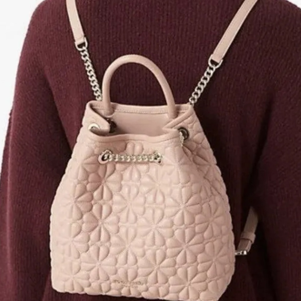 Kate Spade Bloom Medium Quilted Nappa Leather Backpack Flapper Pink $398 New